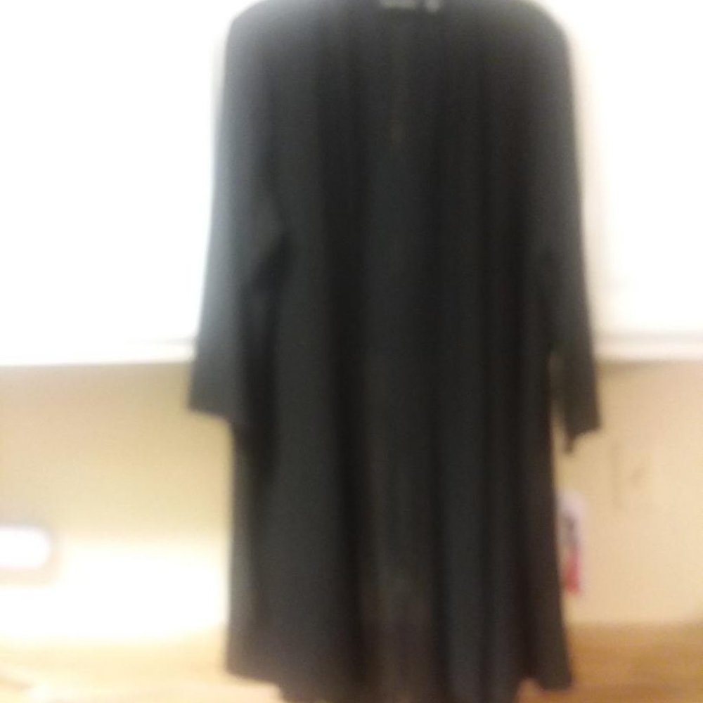 Nina Leonard Hi-Low Cardigan with Back Zipper and Chiffon Detail 2X